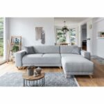 BOBOCHIC BELLA – Canapé d’angle réversible 4 places, convertible avec coffre – Gris clair