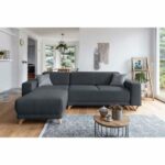 BOBOCHIC BELLA – Canapé d’angle réversible 4 places, convertible avec coffre – Gris foncé