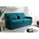 LISA DESIGN ARI – Canapé 3 places convertible, ouverture express – Bleu Turquoise
