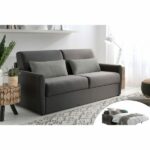 LISA DESIGN ARI – Canapé 3 places convertible, ouverture express – Gris foncé