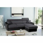 LISA DESIGN DUSTIN – Canapé d’angle réversible 4 places, convertible avec coffre – Blanc / Gris