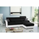 LISA DESIGN DUSTIN – Canapé d’angle réversible 4 places, convertible avec coffre – Blanc / Noir