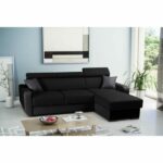 LISA DESIGN DUSTIN – Canapé d’angle réversible 4 places, convertible avec coffre – Noir