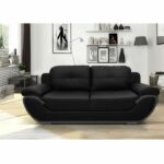 PACORA – Canapé droit 3 places convertible avec coffre – Noir/gris