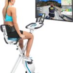 Skandika Foldaway X-1000 PLUS - Vélo appartement en X pliable avec dossier - 8 niveaux de resistance - Jusqu'à 130 KG - Bluetooth