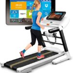 ABANTERA - Tapis de Course Pliable Professionnel - 1,5 CV - 9 Programmes d'Entraînement - Tapis de Sport Réalité Virtuelle avec Apps Intégrée - Tapis de Sport Fitness Électrique avec Haut-Parleurs