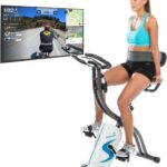 Skandika Foldaway X-2000 - Vélo Appartement en X Pliable avec Dossier - 24 Niveaux de Resistance - Jusqu'à 110 KG - Bluetooth - 6 Prog.