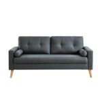 IBRA Canapé Scandinave droit fixe 3 places - Gris anthracite - L 181 x P 86 cm