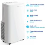 Airton climatiseur mobile réversible 3500W 12000 BTU Froid / Chaud / Déshumidificateur - convient pour une surface de 35M²