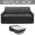 PARADISO Canapé convertible - Ouverture rapide - Tissu gris - Couchage : 140