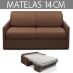 Canapé convertible PARADISO RAPIDO 120cm matelas 14cm marron chocolat marron tissu Inside75