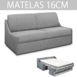 Canapé lit ESPRESSO rapido compact 120cm matelas 16cm tissu tweed gris clair gris tissu Inside75