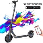 Citysports Trottinette Électrique Pliable Adultes, longue portée de 25,7 km, vitesse maximale 25 km / h, phare avant, E-scooter Noir