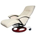 Fauteuil électrique de massage Fauteuil de relaxation en Cuir synthétique Fauteuil Luxueux Blanc crème -GAR