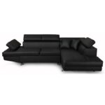 FUTURA Canapé d'angle droit convertible 4 places + Coffre de rangement - Simili noir - Contemporain - L 272 x P 192 cm