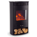 KLARSTEIN Bormio - Cheminée électrique, 950/1900 W, Thermostat, minuterie hebdomadaire, OpenWindow Detection, Simulation de Flamme: Effet Flamme LED avec bûches en résine, 49 x 79 x 35,5 cm, Noir