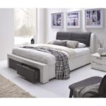 IMAGINA Lit adulte contemporain simili blanc et noir - Sommier inclus - l 160 x L 200 cm