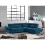 Linea - Canapé d'angle droit convertible scandinave - L 252 x P 190cm Couleur - Bleu canard