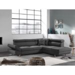 Linea - Canapé d angle droit convertible scandinave - L 252 x P 190cm Couleur - Gris foncé