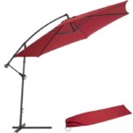 TECTAKE Parasol déporté Inclinable Rouge Pied en Métal + Housse de protection
