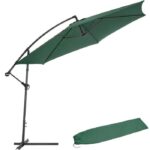 TECTAKE Parasol déporté Inclinable Vert Pied en Métal + Housse de protection