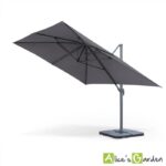 Parasol déporté rectangulaire St. Jean de Luz 3x4m haut de gamme excentré inclinable rotatif à 360° Gris