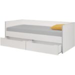 RYAN Lit enfant banquette 2 tiroirs 90 x 200 cm - Made in France - Blanc