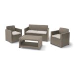 Salon de jardin en imitation résine tressée ALLIBERT 4 personnes MERANO Cappuccino