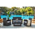 Salon de jardin en résine tressée 4 personnes FIDJI Gris