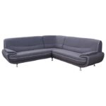 SPACIO Canapé d'angle réversible fixe 6 places - Tissu gris - Contemporain - L 245 x P 245 cm